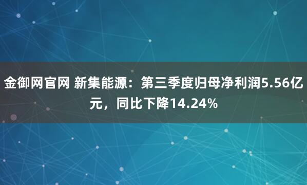 金御网官网 新集能源：第三季度归母净利润5.56亿元，同比下降14.24%