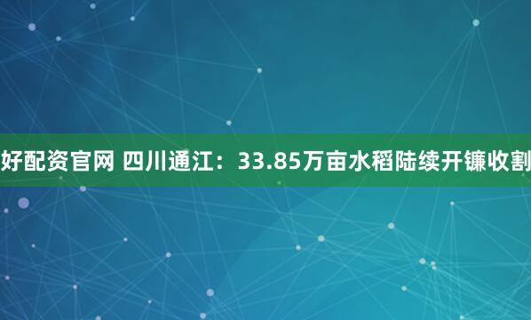 好配资官网 四川通江：33.85万亩水稻陆续开镰收割